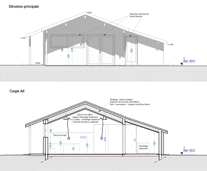 MCBM - Façade principale et coupe transversale